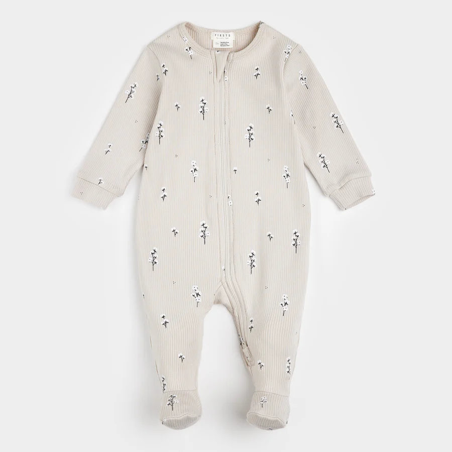 Petit Lem - Cotton Ribbed Sleeper - Flowers