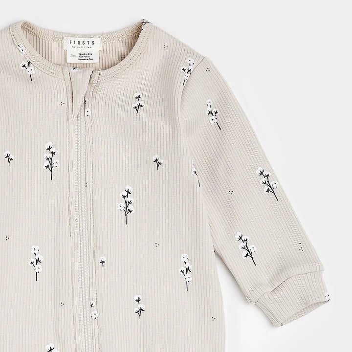 Petit Lem - Cotton Ribbed Sleeper - Flowers