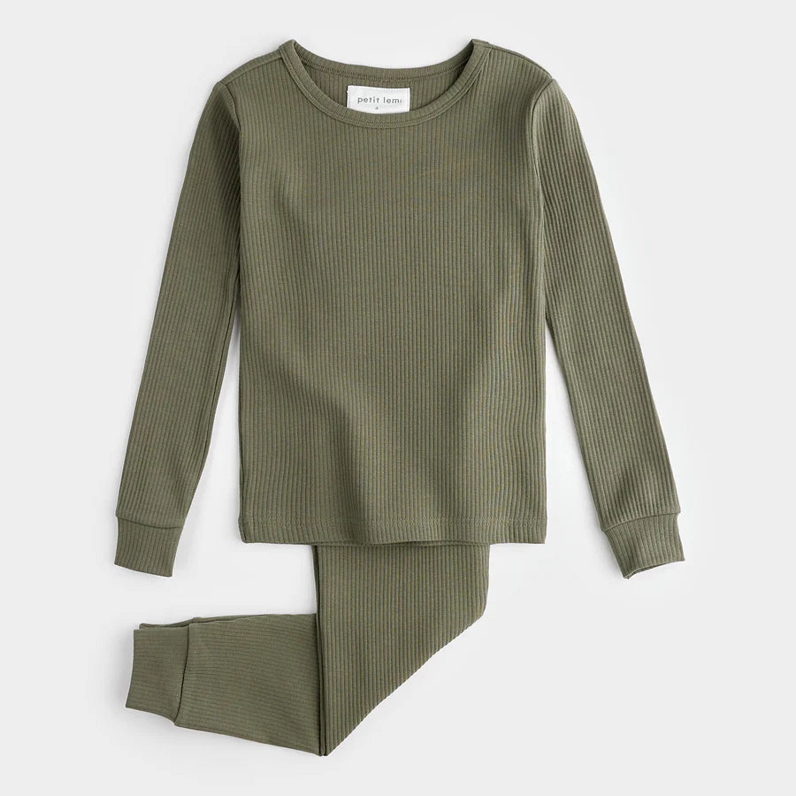 Petit Lem - Modal Rib Pajamas - Farm Green