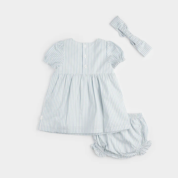Petit Lem - 3 pc Striped Woven Dress Set - Celestial Blue