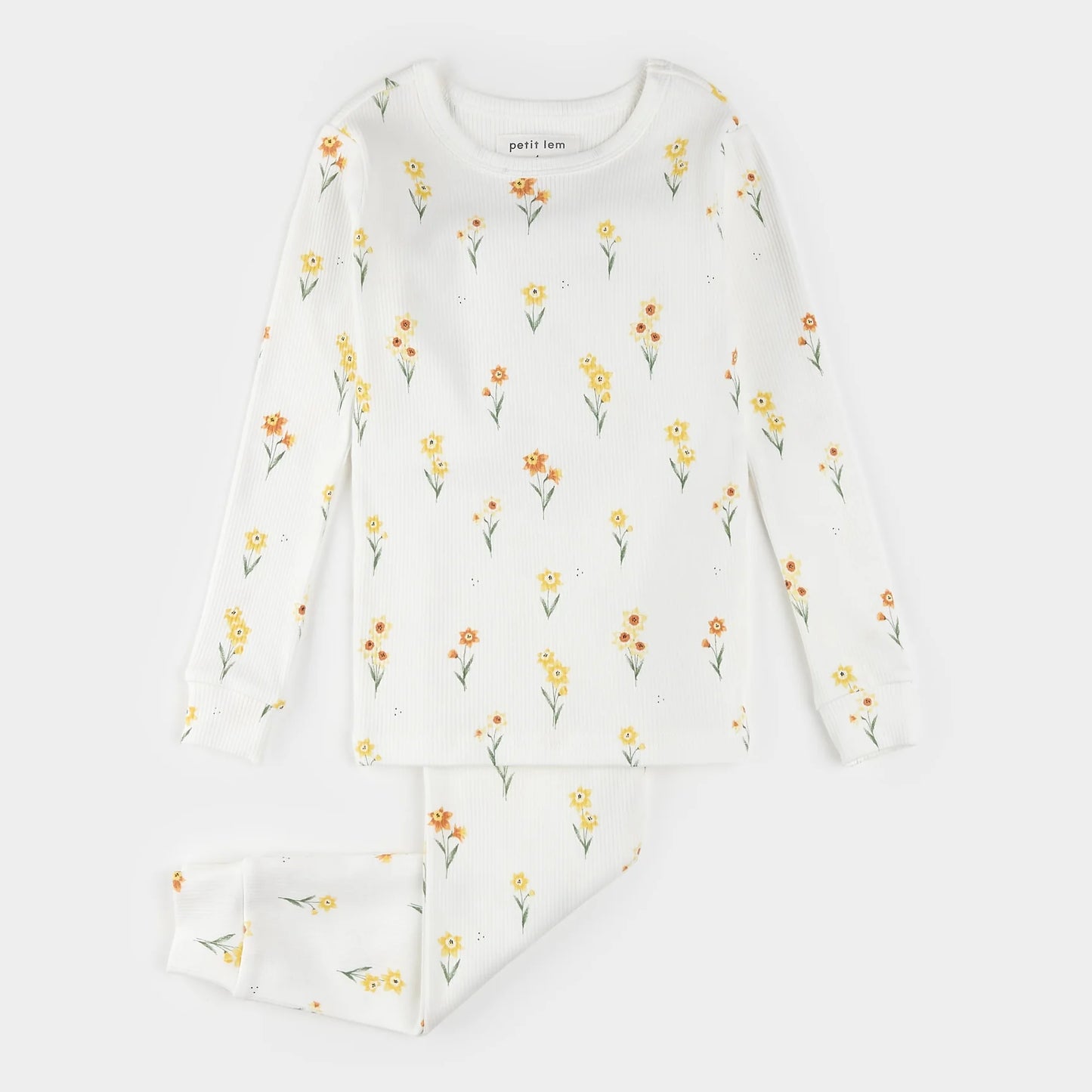 Petit Lem - Ribbed Cotton Pajamas - Daffodil