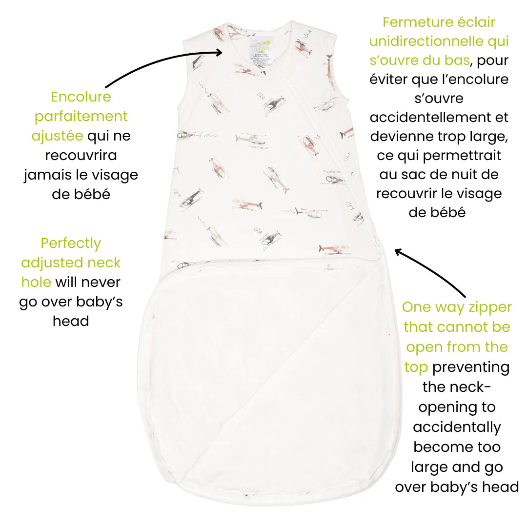 Perlimpinpin - Quilted Bamboo Sleep Sack 1.0 Tog - Helicopters