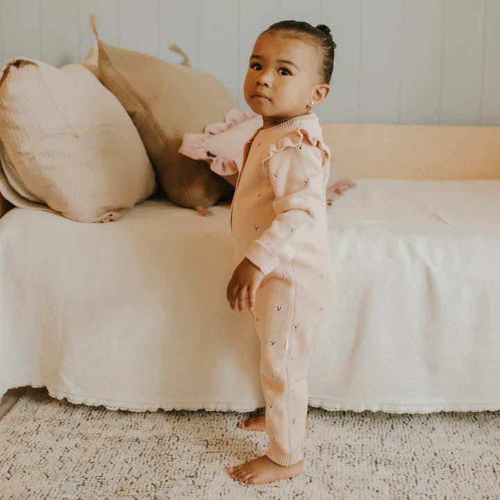 Petit Lem - Pointelle Knit Playsuit - Peony