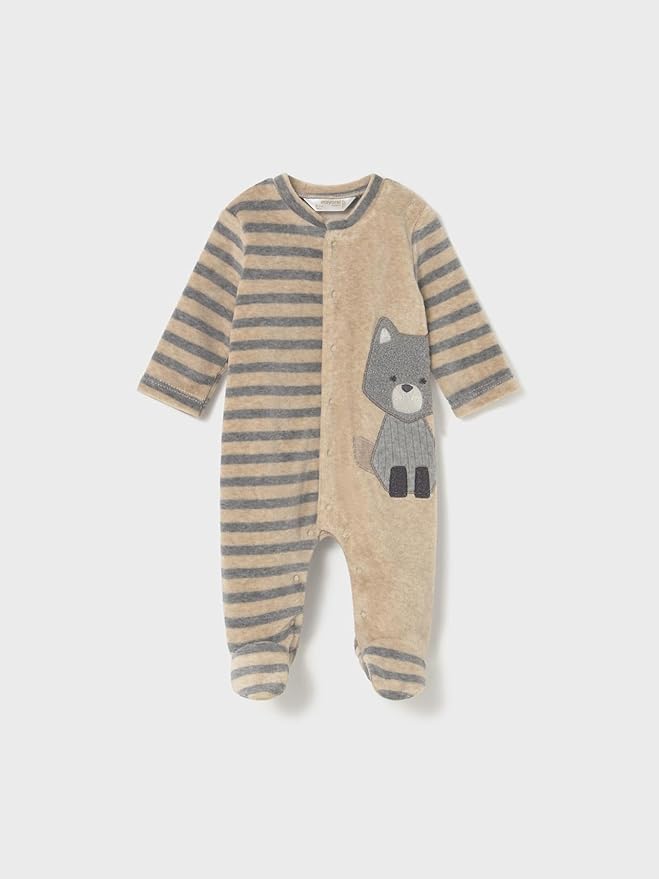 Mayoral - Velour Sleeper - Stripped Oat
