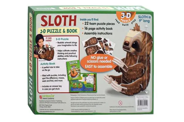Sloth 3-D Puzzle & Book Set