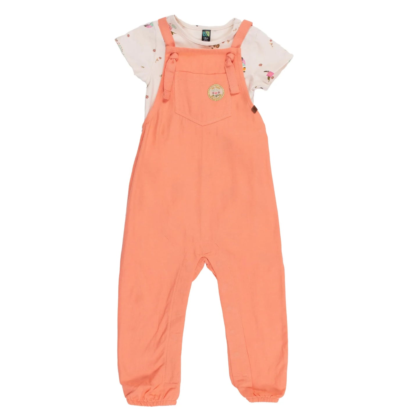 Nano - Small Flower 2pc Overall Set - Coral