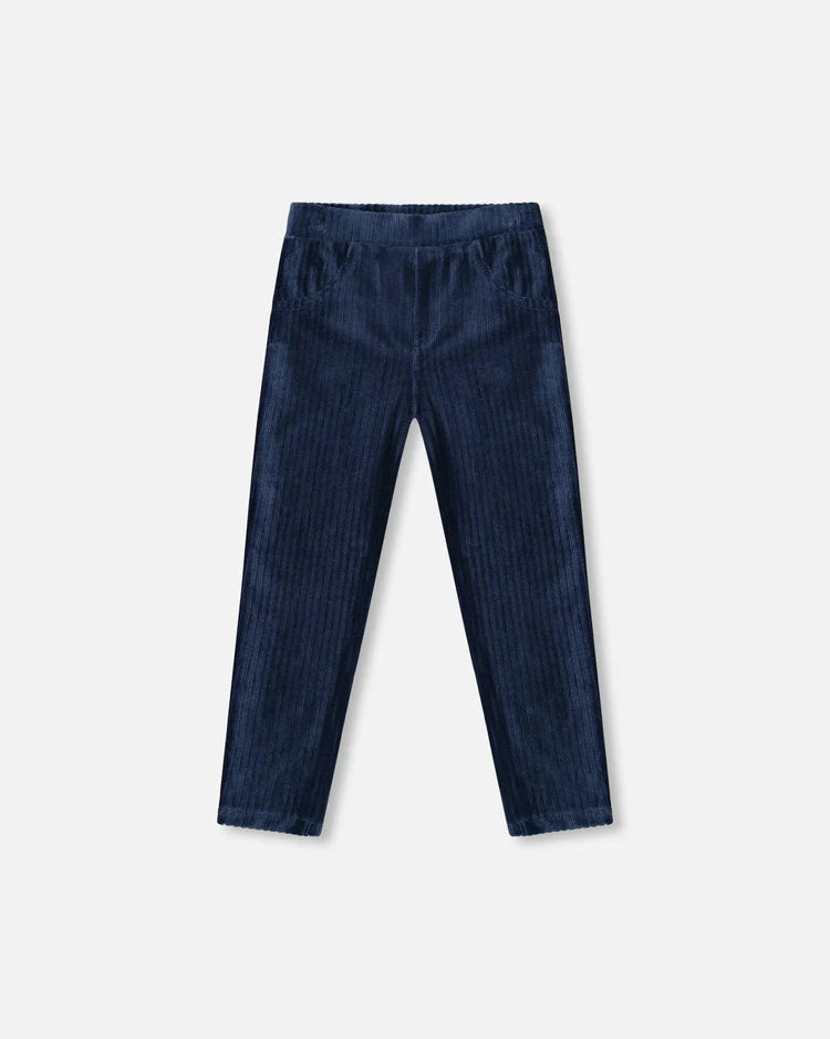 Deux Par Deux - Velvet Ribbed Treggings - Dark Navy