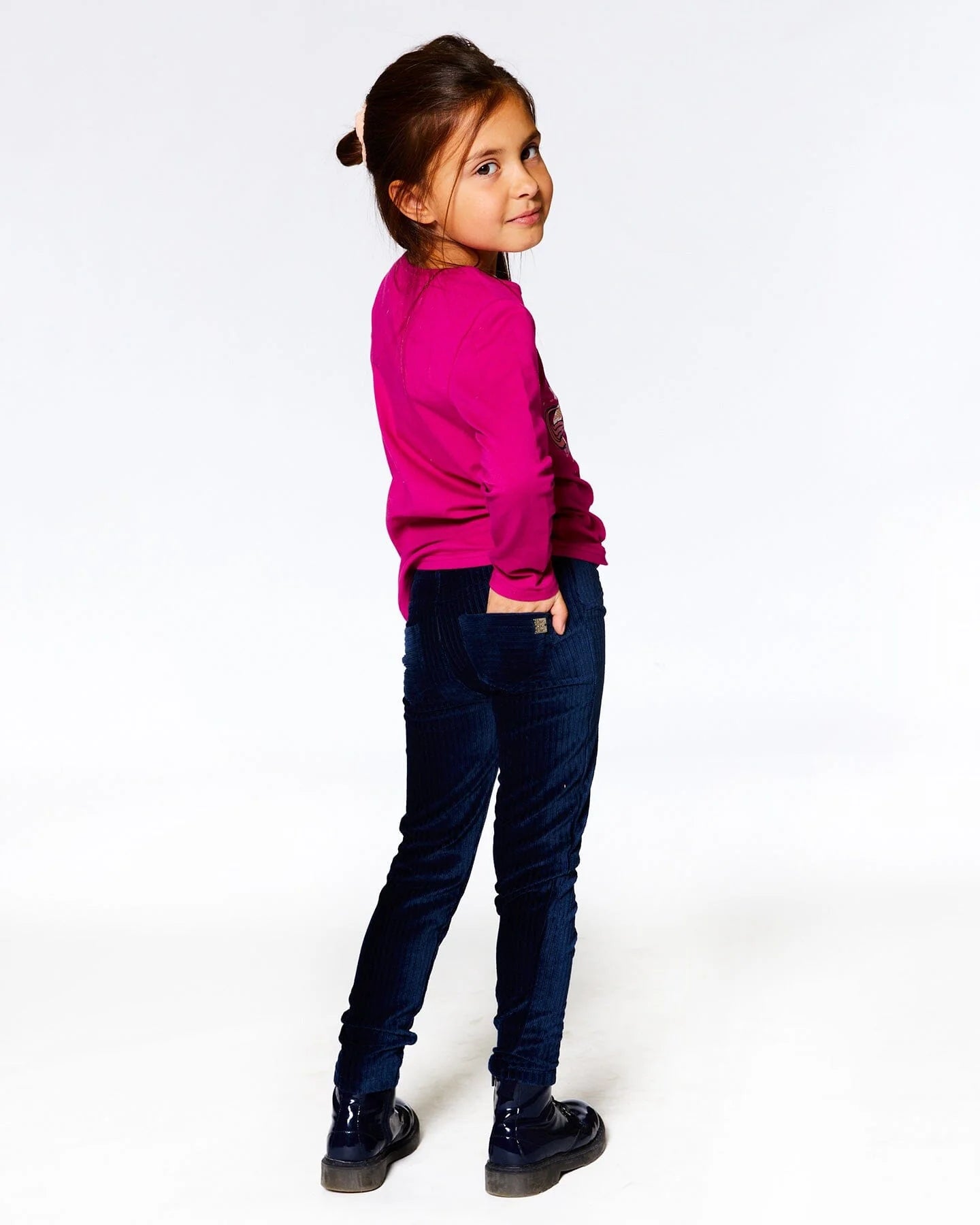 Deux Par Deux - Velvet Ribbed Treggings - Dark Navy