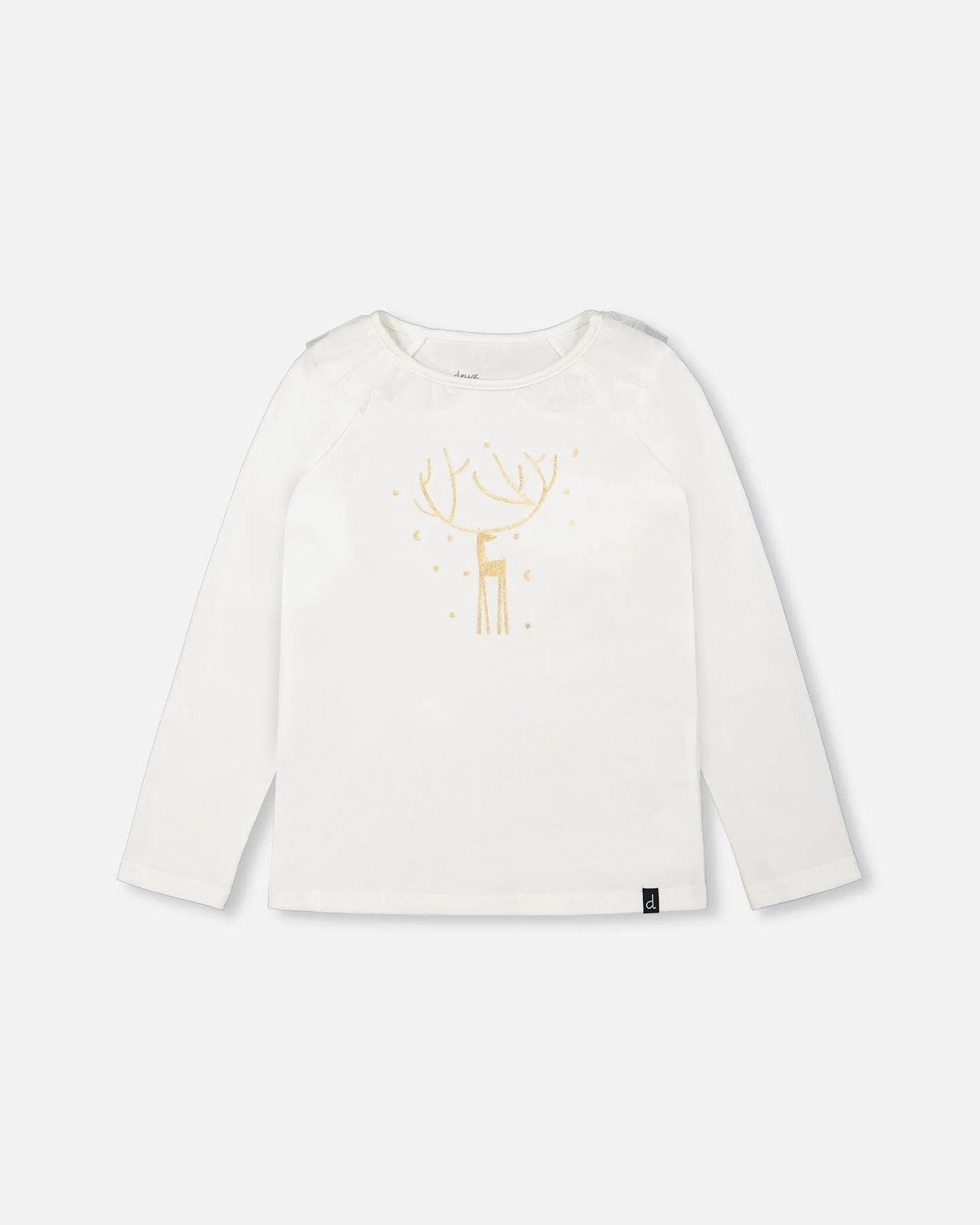 Deux Par Deux - Long Sleeve Top With Frills - Off White