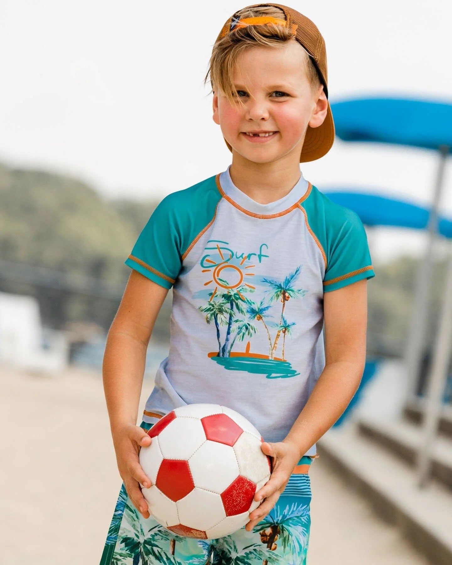 Deux Par Deux - Short Sleeve Rashguard - Grey Coconut Print