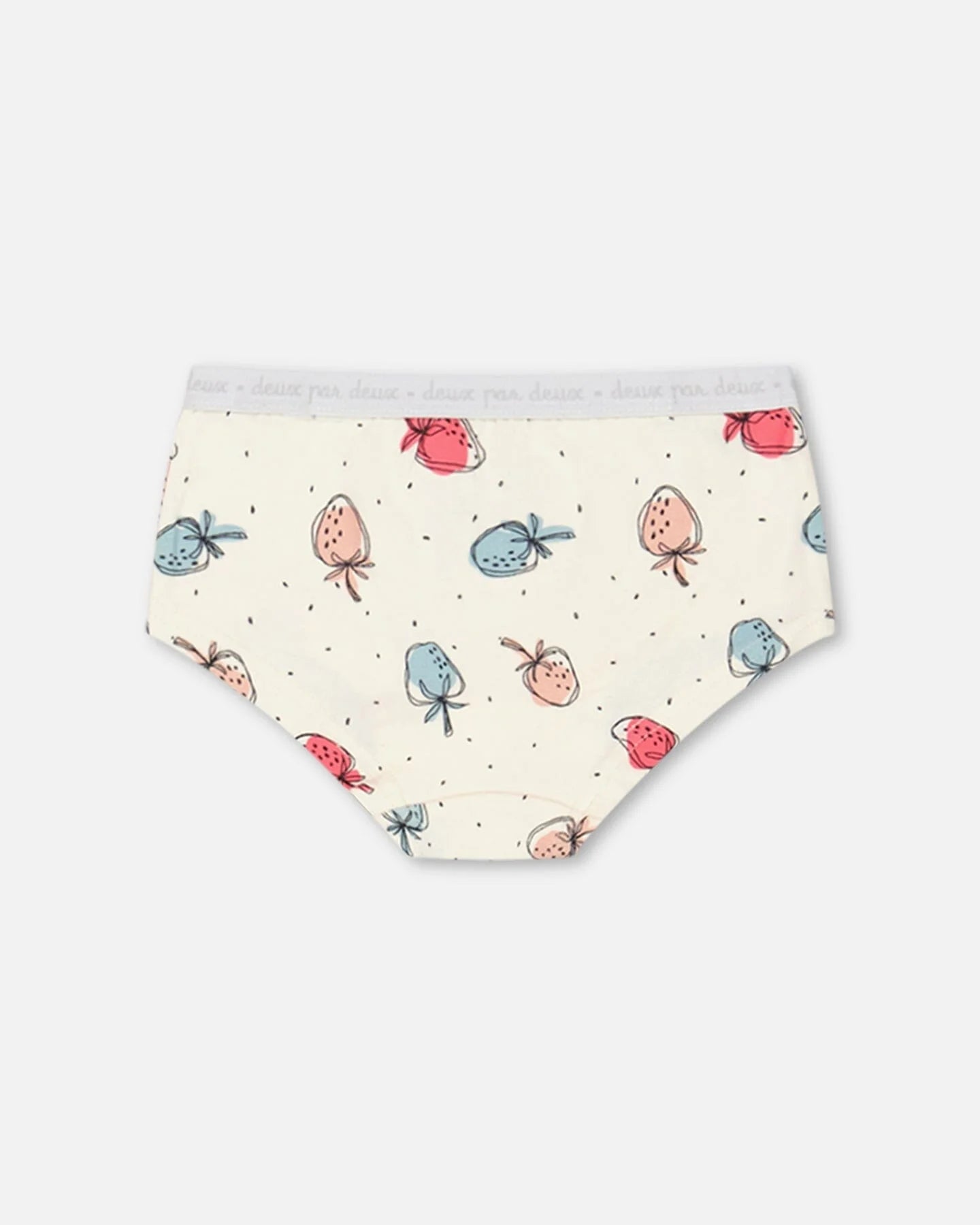 Deux Par Deux - Organic Cotton Boyshort Panty - Off White Strawberry