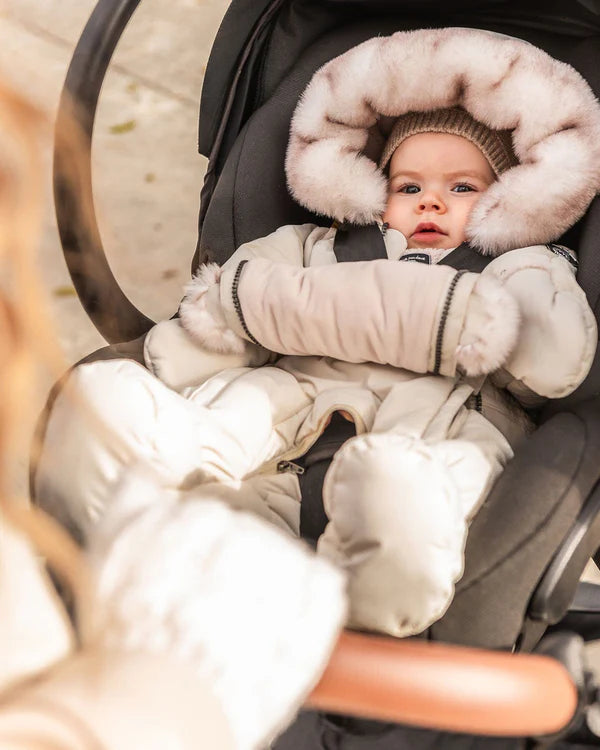 Deux Par Deux - One Piece Snowsuit Designed For Car Seats - Silver White