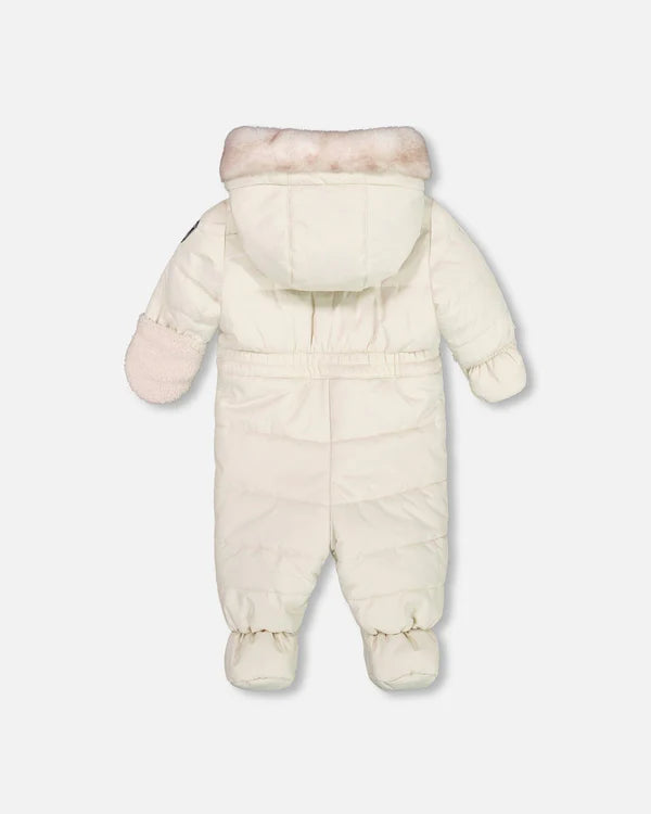 Deux Par Deux - One Piece Snowsuit Designed For Car Seats - Silver White