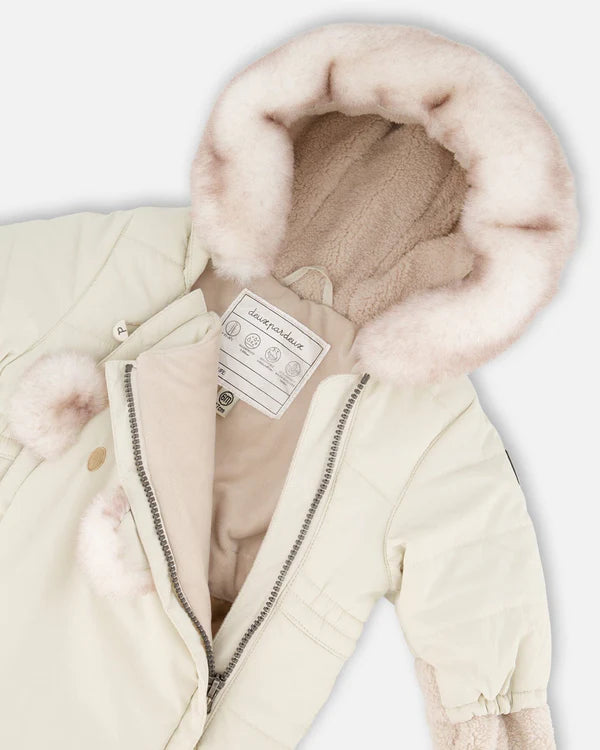 Deux Par Deux - One Piece Snowsuit Designed For Car Seats - Silver White