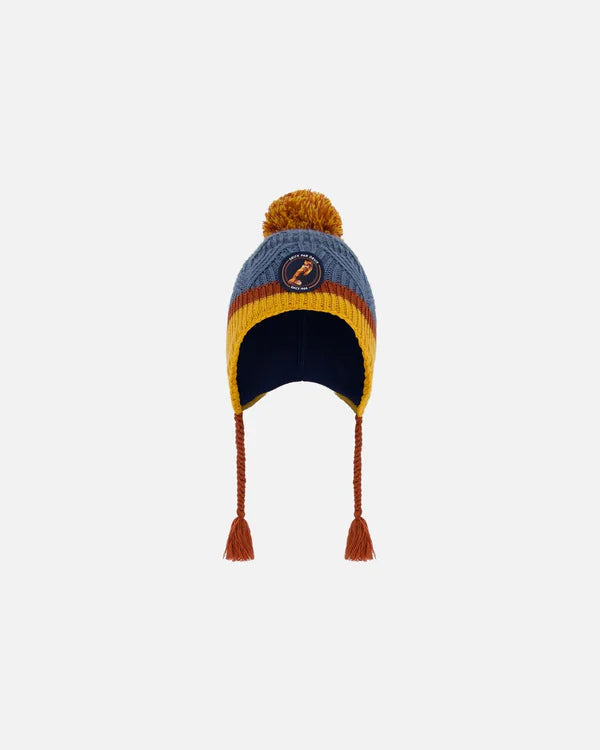 Deux Par Deux - Peruvian Knit Hat - Gradient Navy And Yellow