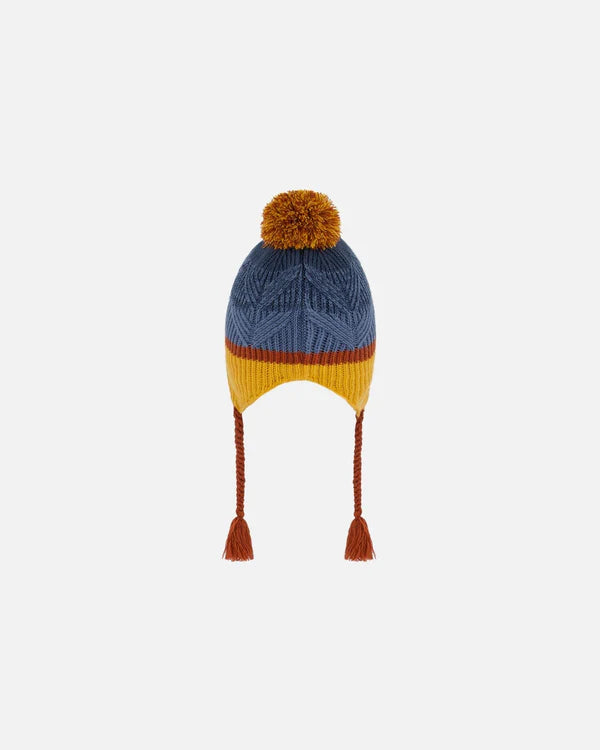 Deux Par Deux - Peruvian Knit Hat - Gradient Navy And Yellow