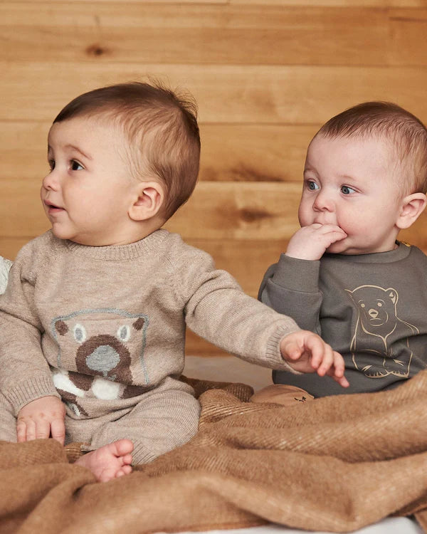 Deux par Deux - Knitted Jacquard Jumpsuit - Bear Sand