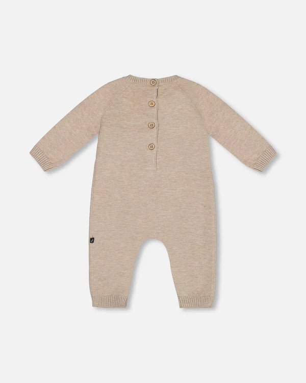Deux par Deux - Knitted Jacquard Jumpsuit - Bear Sand
