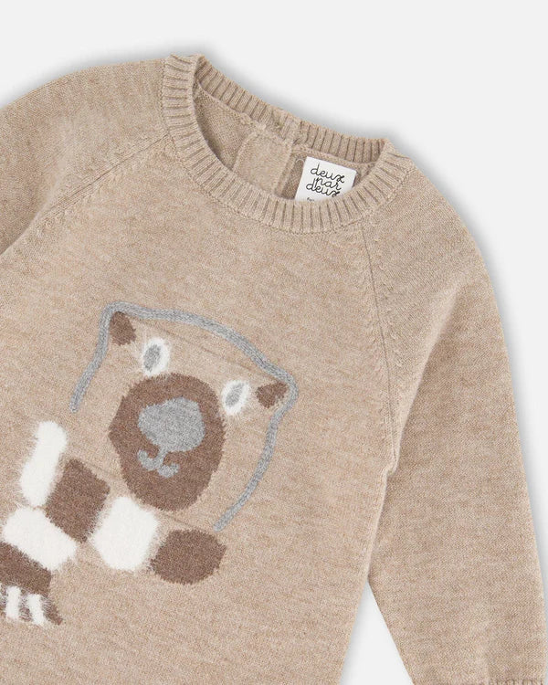 Deux par Deux - Knitted Jacquard Jumpsuit - Bear Sand