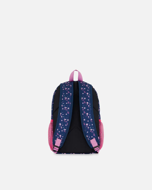 Deux Par Deux - Toddler Backpack - Navy Blue Printed Kitten