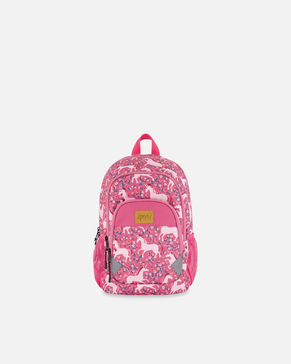 Deux Par Deux - Toddler Backpack - Pink Printed Unicorn