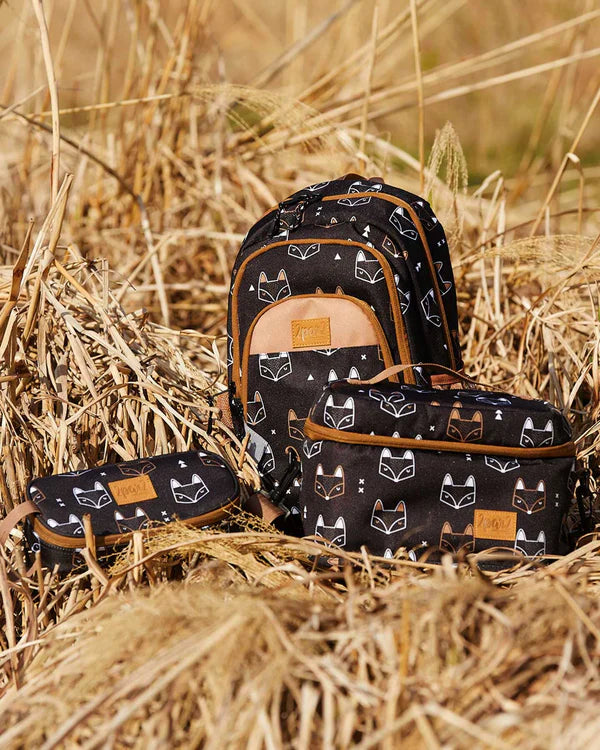 Deux Par Deux - Toddler Backpack - Black Printed Fox