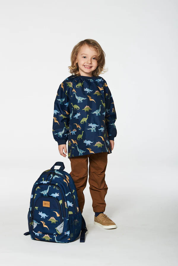 Deux Par Deux - Toddler Backpack - Navy Blue Printed Dinosaurs