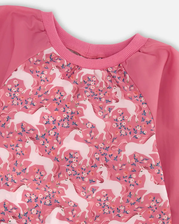 Deux par Deux - Artist Apron - Pink Printed Unicorn