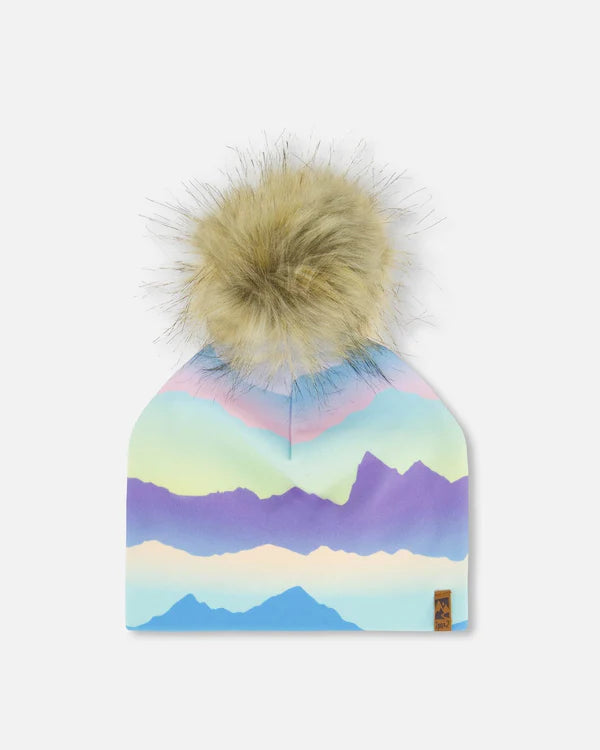 Deux Par Deux - Jersey Detachable Pompom Hat - Pink Mountain