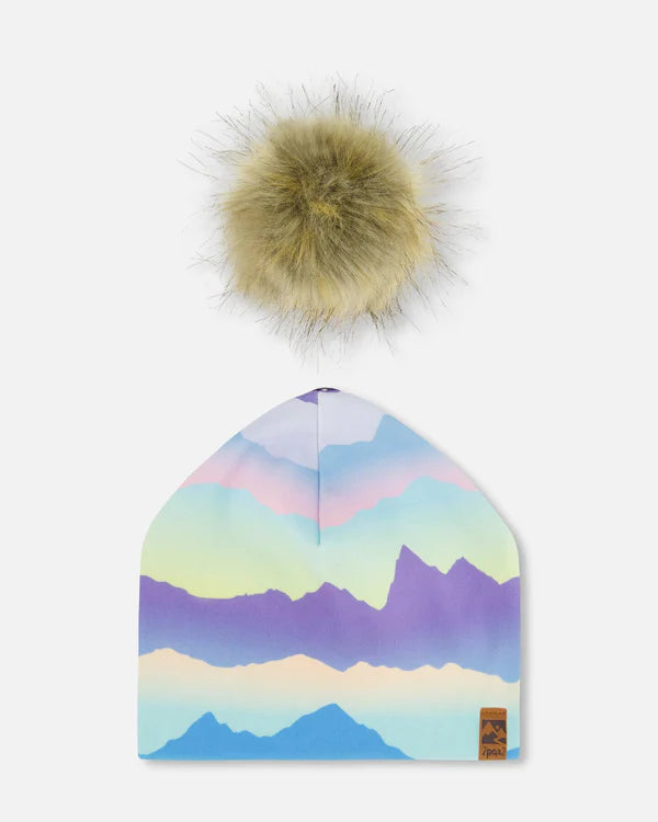 Deux Par Deux - Jersey Detachable Pompom Hat - Pink Mountain