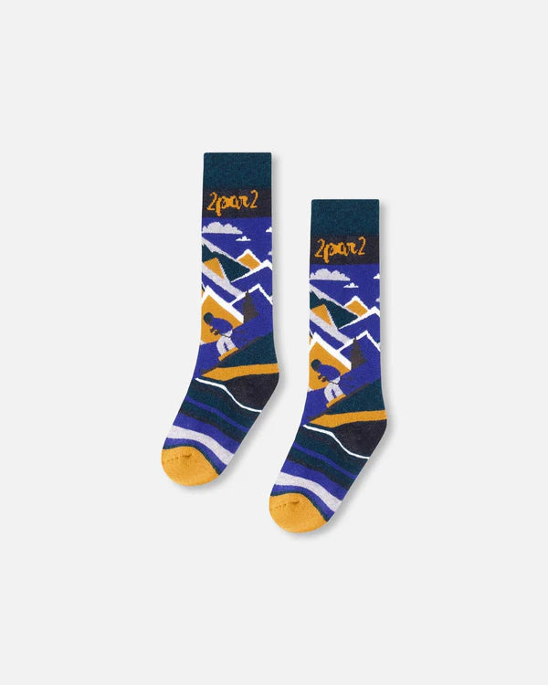 Deux Par Deux - Winter Ski Socks With Merino Wool - Deep Teal