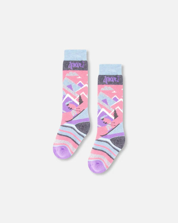Deux Par Deux - Winter Ski Socks With Merino Wool - Begonia Pink