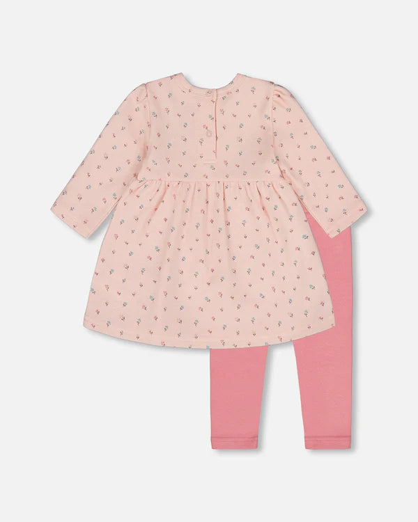 Deux Par Deux - Dress & Legging Set - Pink Mini Floral