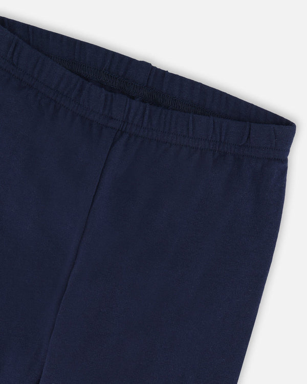 Deux Par Deux - Leggings - Dark Blue with Cats