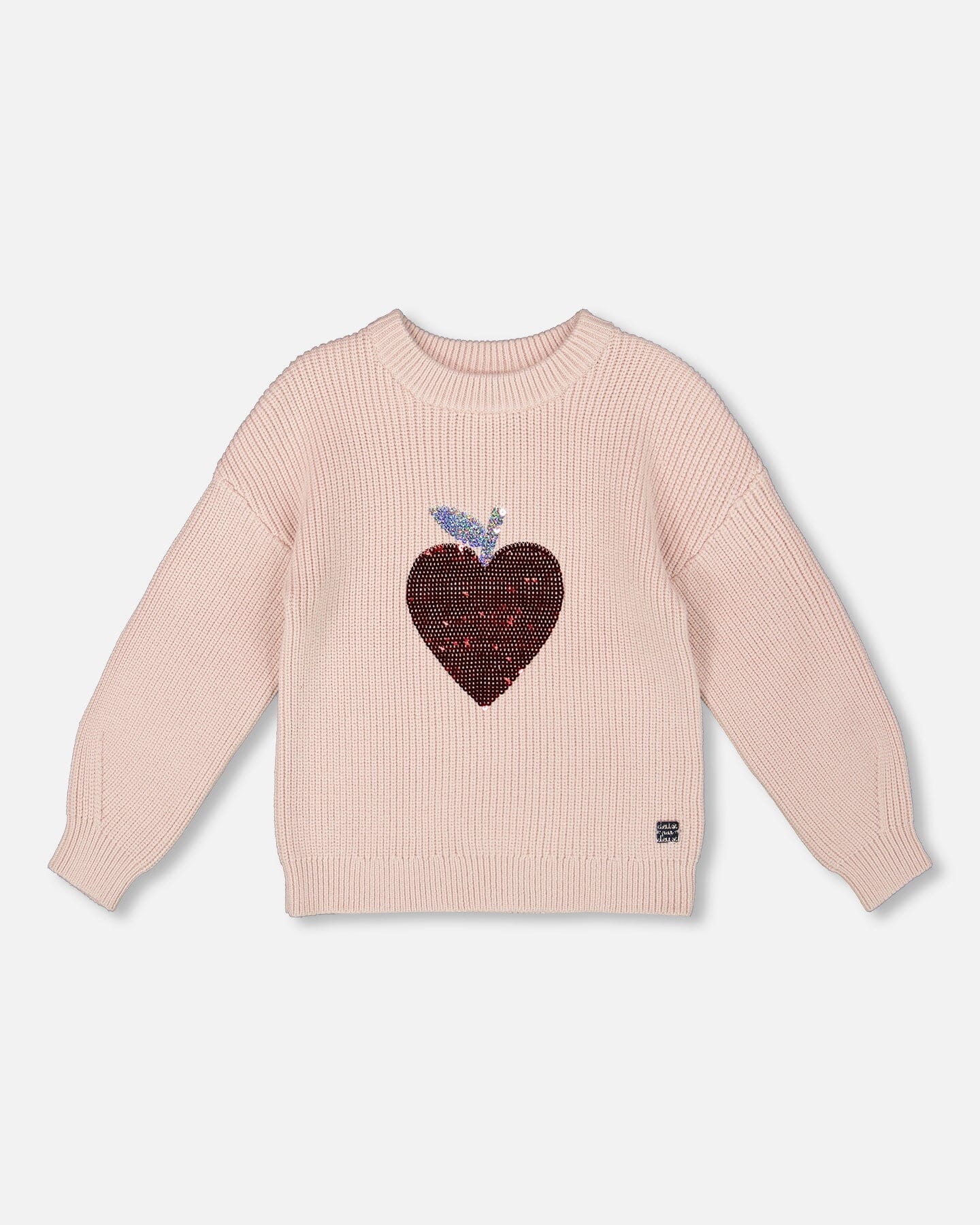 Deux Par Deux - Knit Sweater with Heart Sequins - Pink