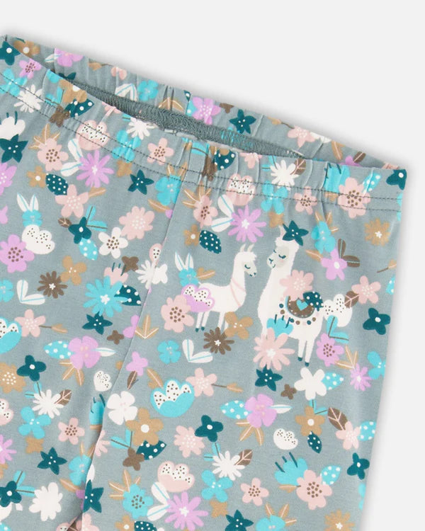 Deux par Deux - Leggings With Llama Print - Blue