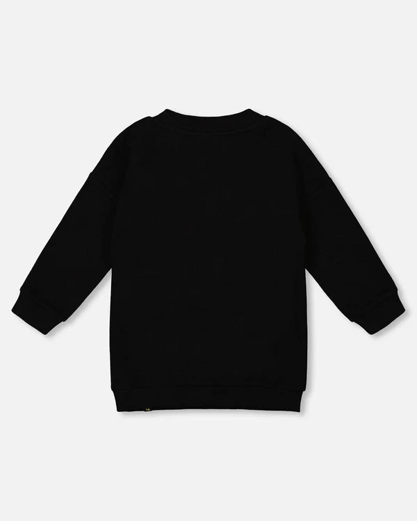 Deux Par Deux - Fleece Jacquard Tunic - Black