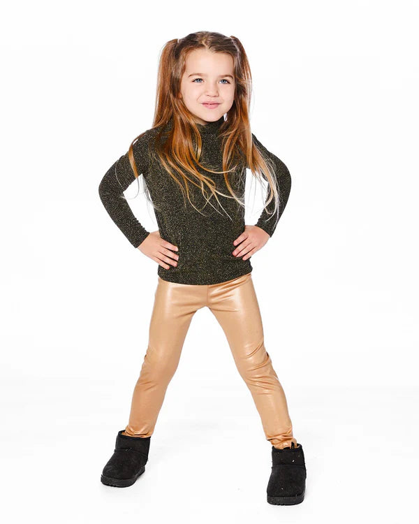 Deux Par Deux - Stretch Shiny Leggings - Gold