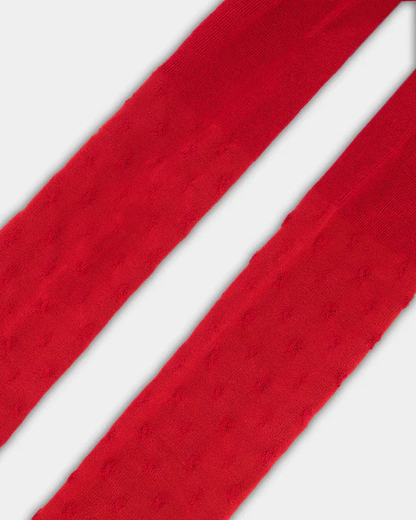 Deux Par Deux - Knit Tights with Stars - Jester Red