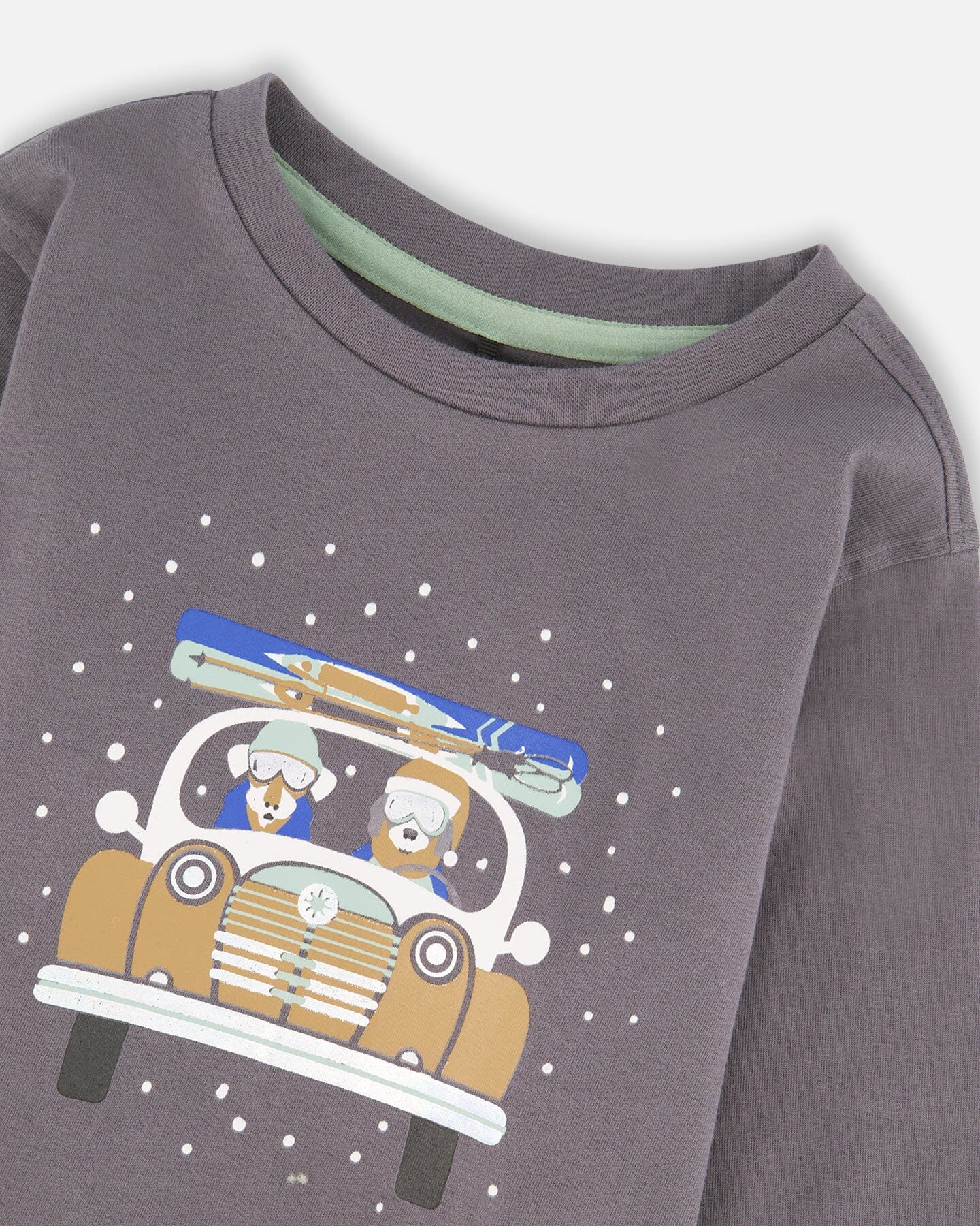 Deux Par Deux - Organic Cotton Long Sleeve Top - Dark Grey