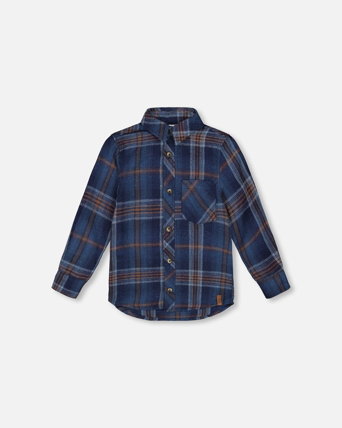 Deux Par Deux - Flannel Shirt - Blue & Brown Plaid