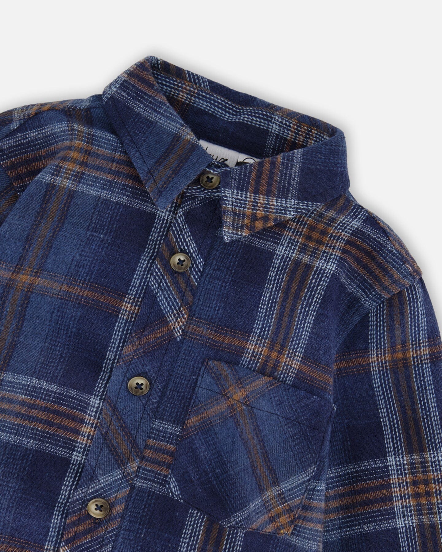 Deux Par Deux - Flannel Shirt - Blue & Brown Plaid