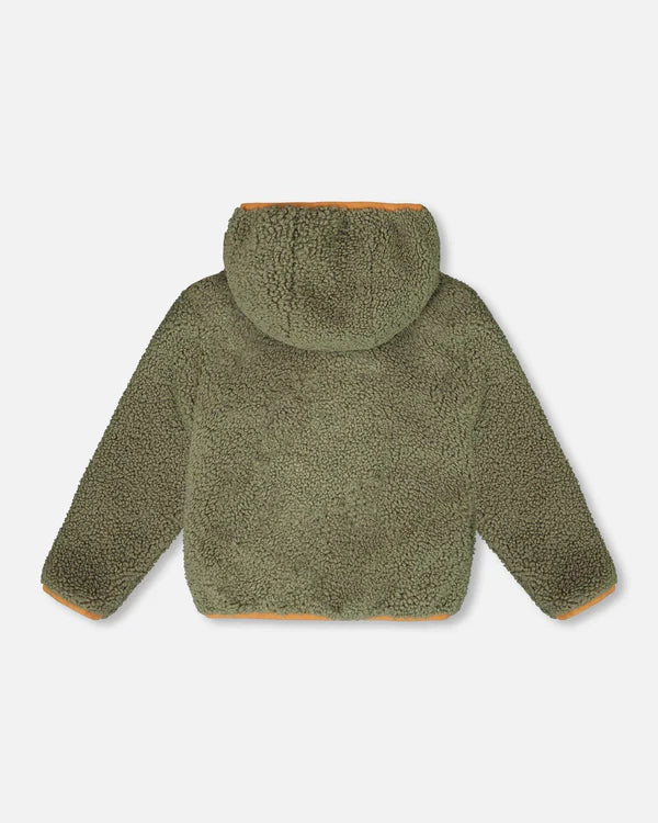 Deux Par Deux - Reversible Mid-Season Sherpa Jacket - Khaki