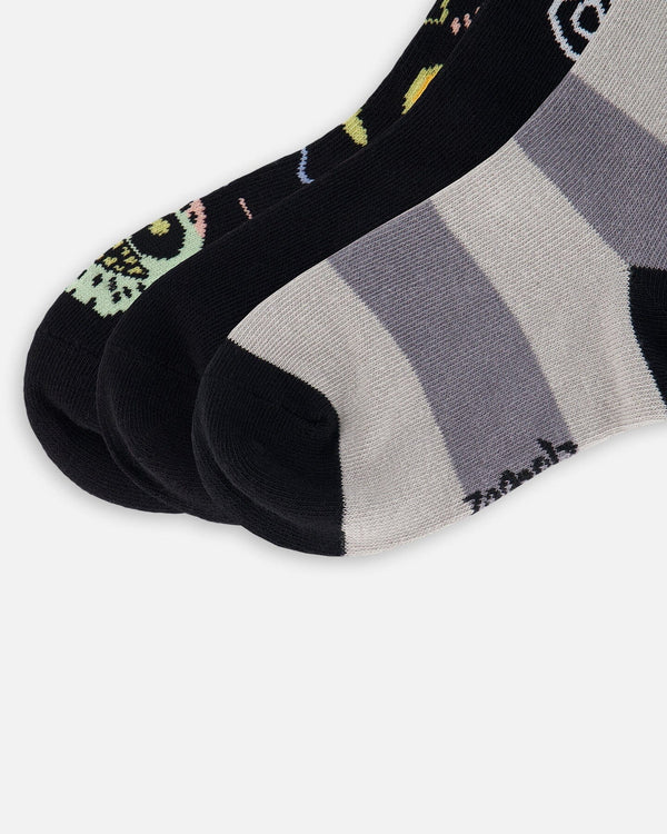 Deux Par Deux - 3 pck Knit Socks - Black