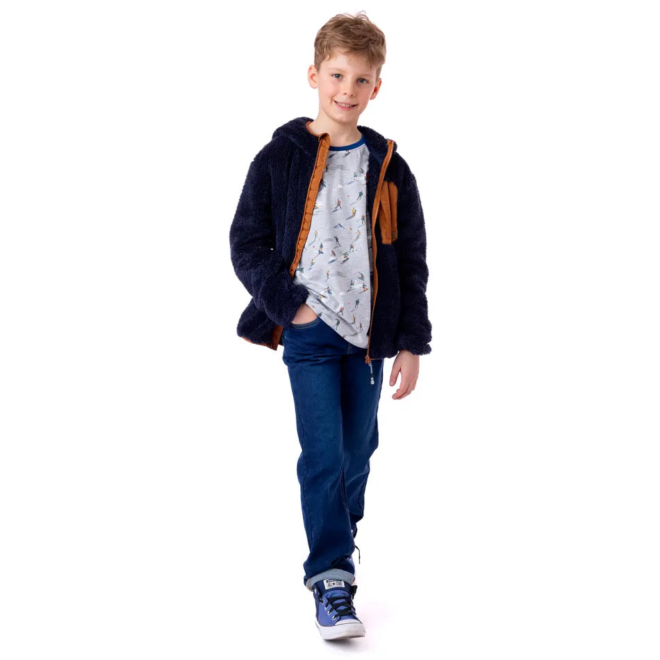 Nano - Sherpa Hooded Jacket - Navy