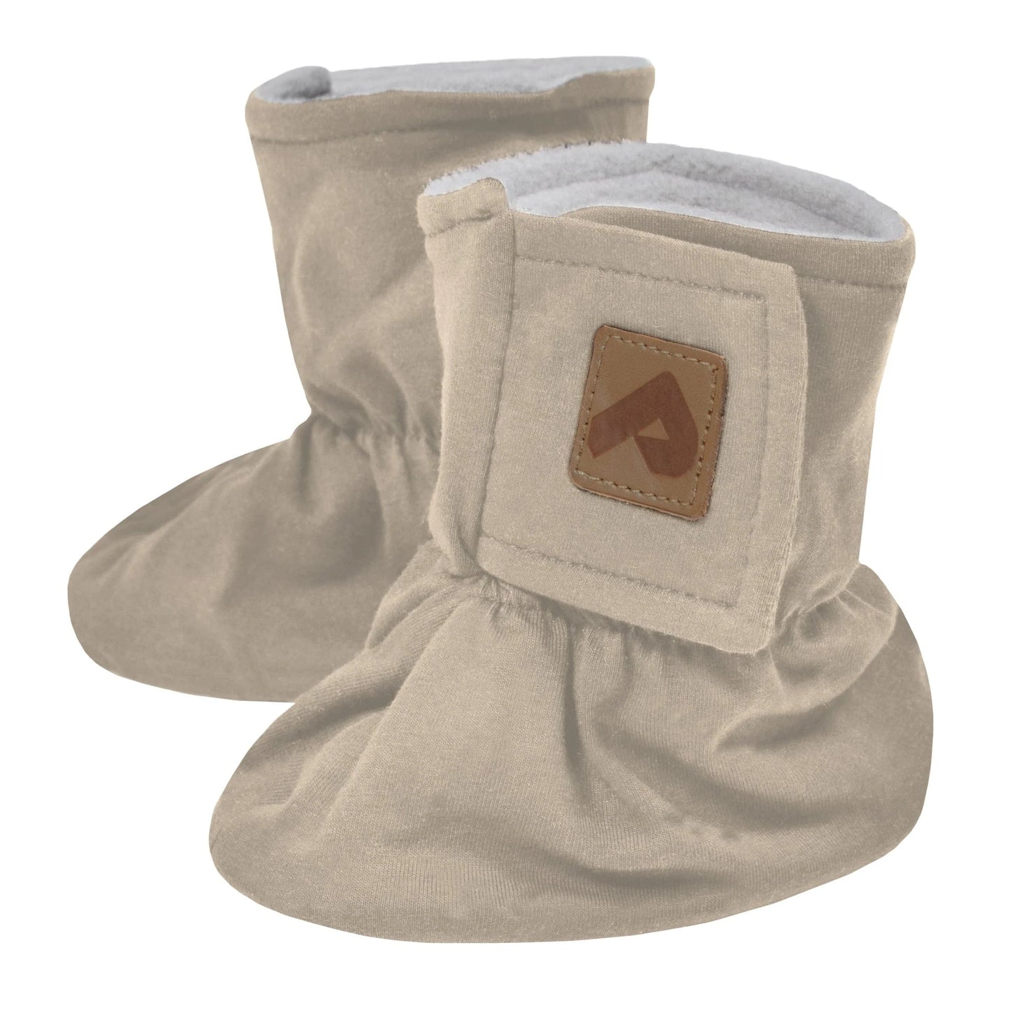 Perlimpinpin - Cotton Booties with Fleece Lining - Latte