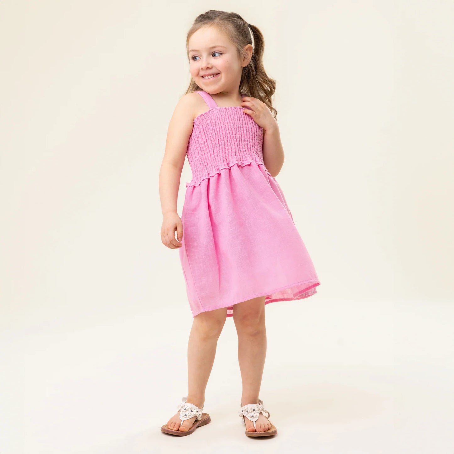Nano - Pretty Hummingbird Linen Dress - Rose