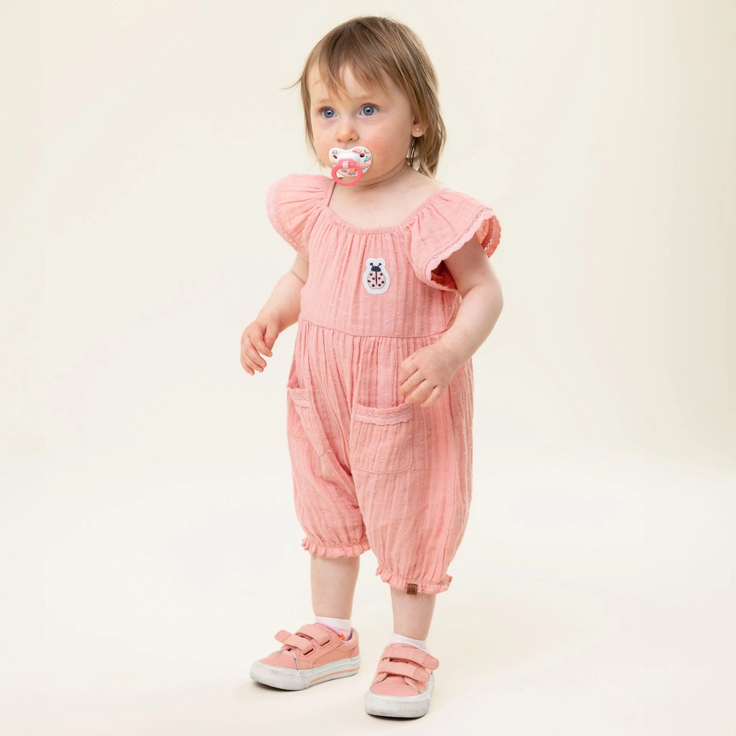 Nano - Ladybug Romper - Pale Pink