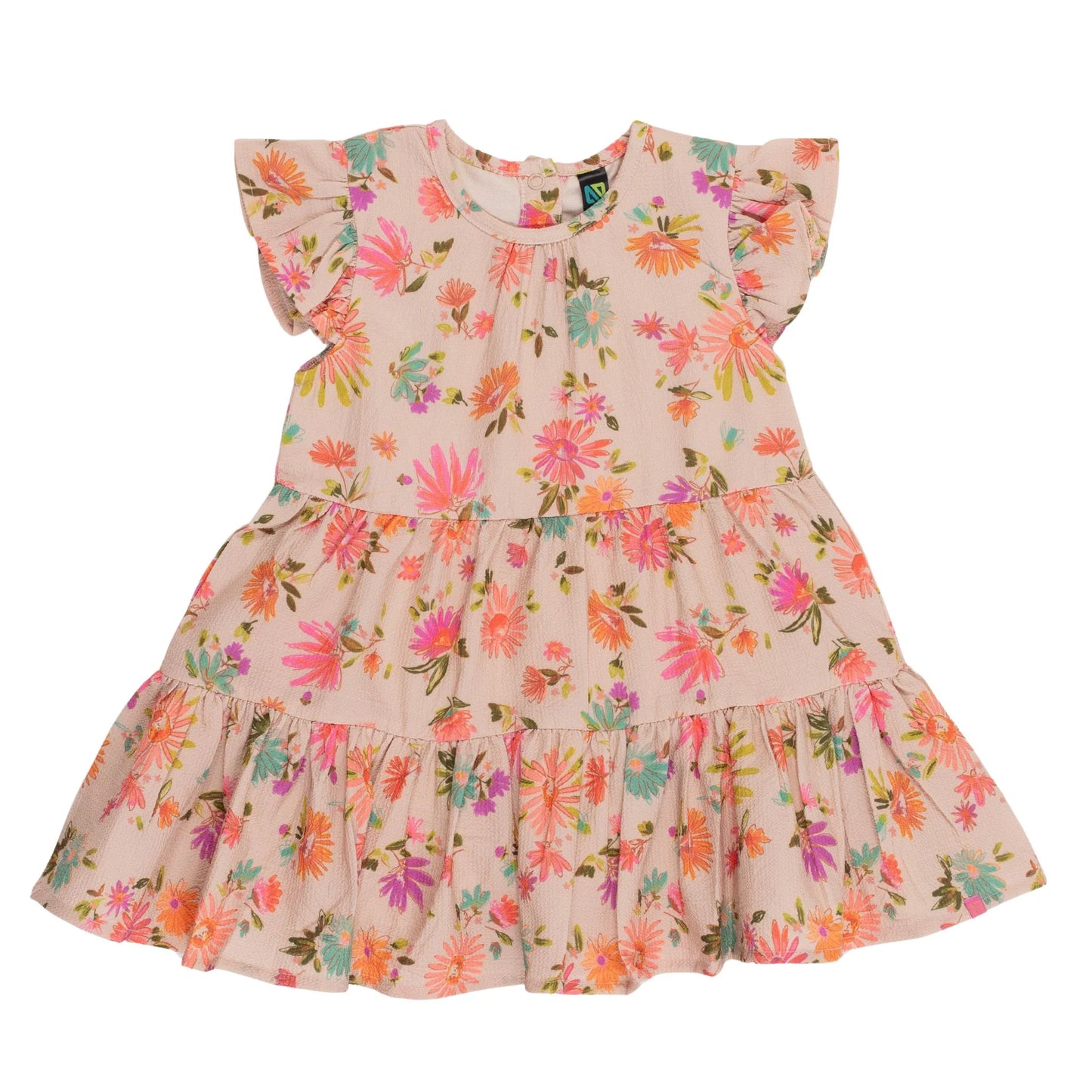 Nano - Small Flower 2pc Dress Set - Beige