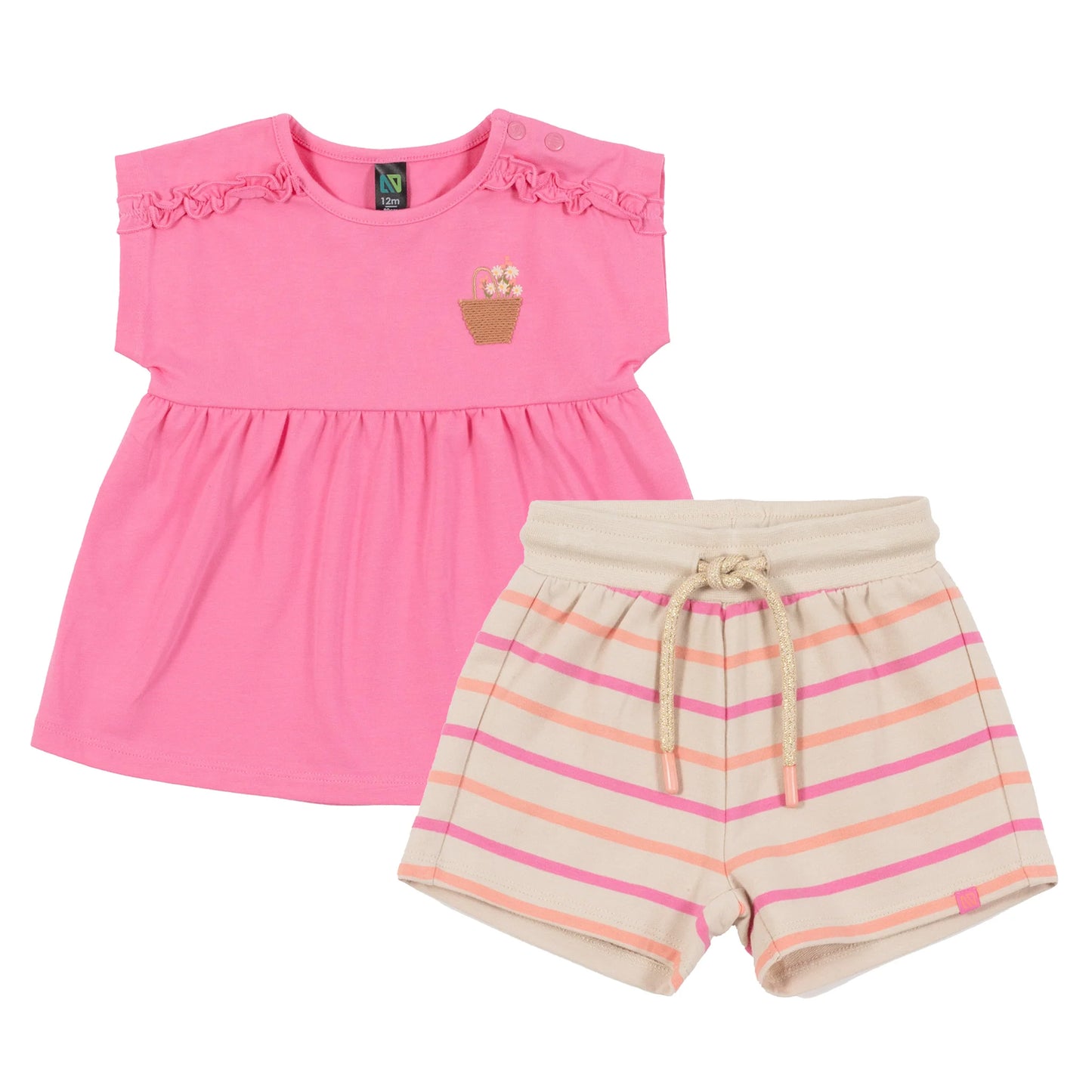 Nano - Small Flower 2pc Short Set - Pink